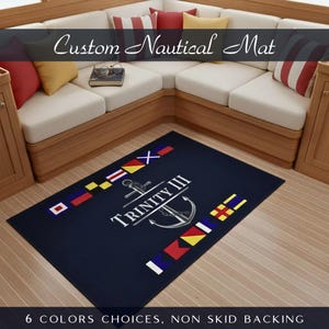 Personalized Boat Welcome Aboard Mat, Boat Accessories, Custom Boat Gifts, Boat Rug, Boat Owner Gift, Yacht & Sailboat Gift