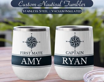 Personalized Boat Captain Insulated Tumbler, Custom Boat Gifts, Boat Accessories, Yacht & Sailing Gifts