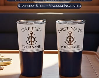 Personalized Boat Captain Insulated Tumbler, Custom Boat Gifts, Boat Accessories, Nautical Gifts, Sailing Gifts, Yacht Gift