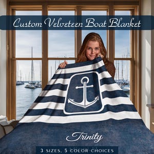 Personalized Boat Blanket, Boat Gift, Boat Name Blanket, Gift For Boat Owner, Boat Accessories, Boat Bedding, Yacht Blanket, Boating Blanket