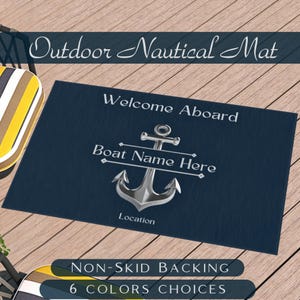 Cadeaux pour propriétaire de bateau, Cadeaux bateau, Tapis de bienvenue pour bateau, Tapis de bienvenue à bord, Accessoires de bateau, Cadeau du nom du bateau, Tapis nautique, Tapis de yacht, Cadeau voilier