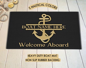 Personalized Boat Name Mat, Boat Rug, Custom Boat Gifts, Boat Accessories, Welcome Aboard, Boat Owner Gift Ideas, Boater, Nautical Gifts