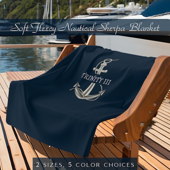Personalized Anchor Sherpa Throw Blanket Boat Gifts Ideas Boat Blanket Boat Accessories Nautical Boat Decor Boat Owner Yacht Bedding Etsy UK