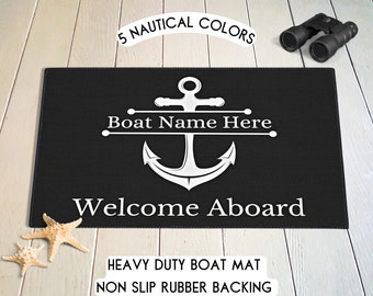 Personalized Welcome Aboard Boat Mat, Custom Boat Gift, Boat Accessories, Welcome Mat For Boat, Boat Owner Gift Ideas, Boater Gift, Boat Rug