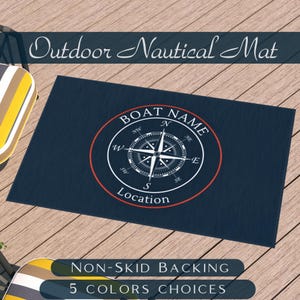 Personalized Boat Rug, Boat Mat, Boat Gifts Ideas, Boat Name Gifts, Boat Owner Gift, Yacht Gift, Boat Accessories, Boat Decor, Compass Mat
