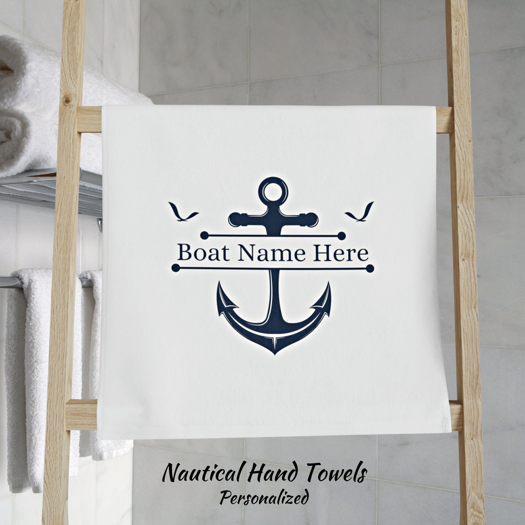Boat Hand Towels, Personalized Boat Gifts, Boat Accessories, Nautical Hand Towel, Boat Decor, Boater, Boat Owner Gifts, Yacht Decor, Sailing