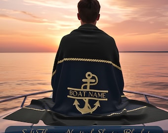 Personalized Boating Sherpa Blanket, Boat Gifts, Boat Accessories, Boat Blanket, Boat Bedding, Nautical Blanket, Yacht & Sailing Blanket