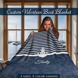 Personalized Boat Gifts, Boat Bedding, Boat Blanket, Boat Owner, Boat Accessories, Nautical Blanket, Custom Boat Name Gift, Yacht Blanket