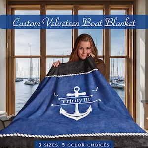 Personalized Boat Blanket, Custom Boat Gifts, Boat Bedding, Gift For Boat Owner, Nautical Blanket, Yacht Blanket, Boat Accessories, Sailing