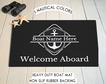 Personalized Welcome Aboard Boat Mat, Custom Boat Gift, Boat Accessories, Welcome Mat For Boat, Boat Owner Gift Ideas, Boater Gift, Boat Rug