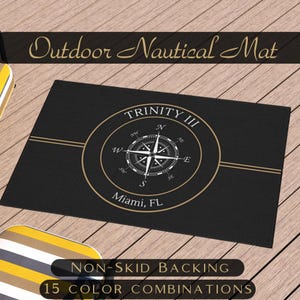 Boat Name Mat, Boat Gifts Personalized, Boat Rug, Gift For Boat Owner, Boat Accessories, Boat Decor, Yacht Mat, Sailboat Mat, Nautical Rug