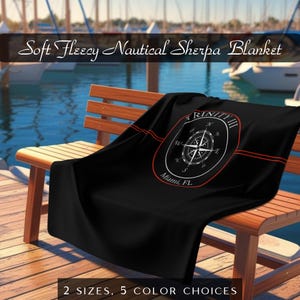 Personalized Sherpa Throw Blanket, Boat Accessories, Boat Gift Ideas, Nautical Blanket, Boat Bedding, Boat Name, Boat Owner, Yacht Bedding