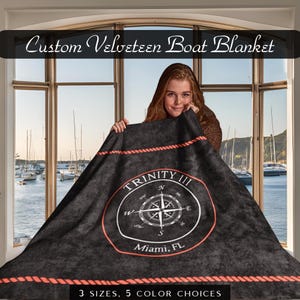 Boat Bedding Gift, Boat Blanket Personalized, Boat Name Blanket, Boat Accessories, Nautical Blanket, Nautical Bedding, Boat Owner Gift Yacht