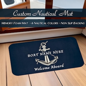 Boat Owner Gifts, Personalized Boat Welcome Mat, Boat Name Gifts, Gift For Boat Owner, Yacht Name Gift, Boat Accessories, Welcome Aboard Mat