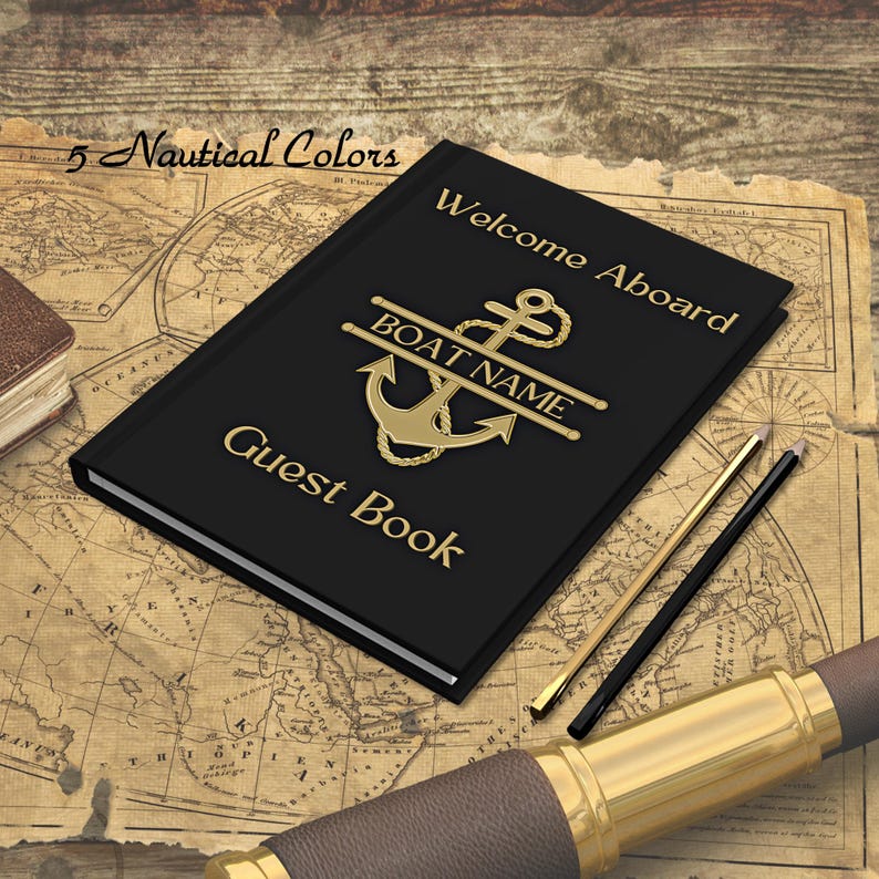 Boat Guest Book, Aboard, Boat Gifts Personalized, Boat