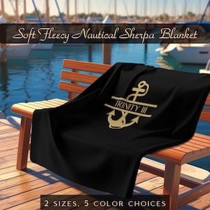 Personalized Boat Sherpa Blanket, Boat Gifts, Boating Blanket, Gift For Boat Owner, Boat Name Blanket, Boat Accessories, Boat Bedding, Yacht