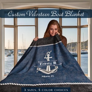 Personalized Boat Blanket, Boat Name Bedding, Boat Accessories, Boat Gift Ideas, Nautical Bedding, Boat Owner Gift, Boater, Yacht, Sailing