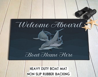 Personalized Welcome Aboard Mat, Custom Boat Gift Rug, Boat Accessories, New Boat Owner, Boat Gifts Personalized, Sailing Gift, Yacht Gifts