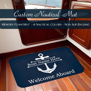 Boat Welcome Mat, Boat Gifts Personalized, Welcome Aboard Mat, Boat Accessories, Boat Name Mat, Boat Owner, Boat Rug, Nautical Mat,Yacht Mat