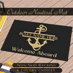 Custom Boat Mat, Nautical Boat Owner Gifts, Boat Rug, Boat Accessories, Welcome Aboard Mat, Nautical Outdoor Rug, Boat Gifts, Yacht, Sailing