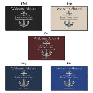 Boat Name Mat Personalized, Custom Boat Gift Ideas, Boat Accessories, Welcome Aboard, Boating Gifts, Nautical Mat, Yacht Gifts, Sailing Gift image 2