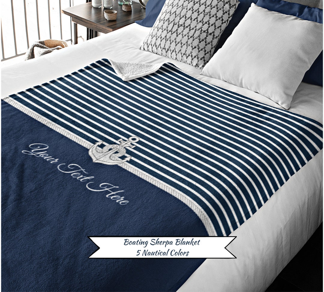 Boat Sherpa Blanket, Boat Accessories Personalized, Custom Boat Gift