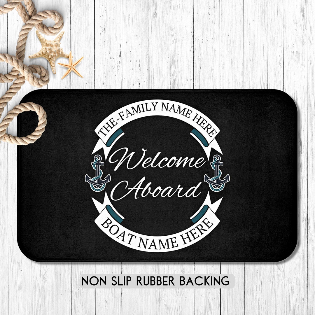 Aboard Boat Mat Personalized Boat Gifts Custom Boat Etsy