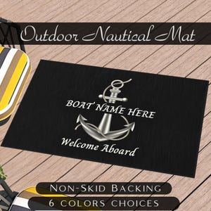 Boat Name Mat, Boat Gifts Personalized, Welcome Aboard Mat, Boat Owner Gift, Nautical Mat, Boat Accessories, Boat Decor, Yacht Gift, Sailing