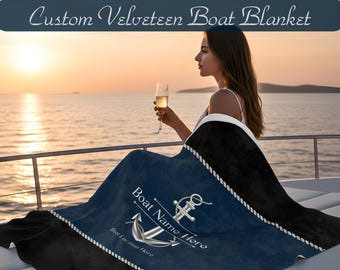 Personalized Nautical Boat Blanket, Boat Name Bedding, Boat Accessories, Nautical Bedding, Boating Gifts, Boat Owner Gift, Yacht, Sailing
