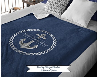 Boat Sherpa Blanket, Custom Boat Blanket, Boat Accessories, Boat Gifts, Boat Bedding, New Boat Owner Gift, Nautical Bedding, Yacht Bedding