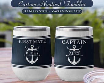 Personalized Boat Captain Tumbler, Custom Boat Gifts, Boating Accessories, Nautical Sailing Tumbler, Boat Owner Gifts, Sailboat