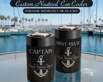Boat Gifts, Boat Captain Gift, Gift For Boat Owner, Personalized Boat Owner Can Cooler, Nautical Can Holder, Boating Gift, Boat Accessories