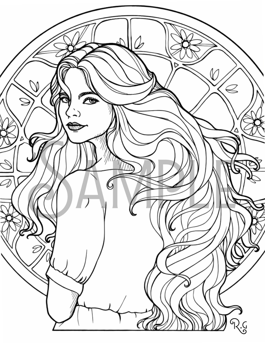 Line Colouring Portrait Portrait Coloring Sheet - Line Art - Etsy