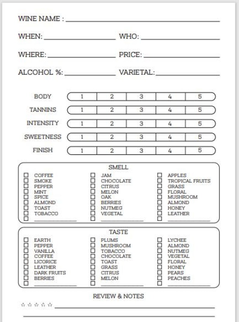 Wine Log My Wine Log Use this Wine Journal to record your Etsy