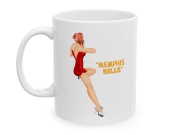 Memphis Belle Nose Art - White Version Coffee Mug 11oz
