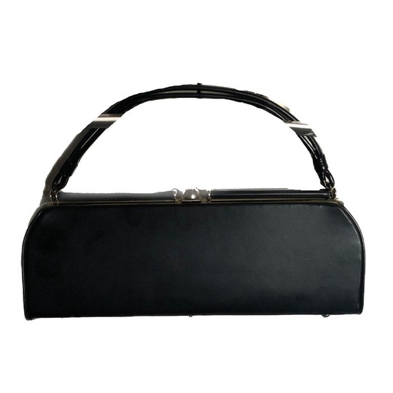 Black Vintage Medical Top Handle Clutch Bag Gem