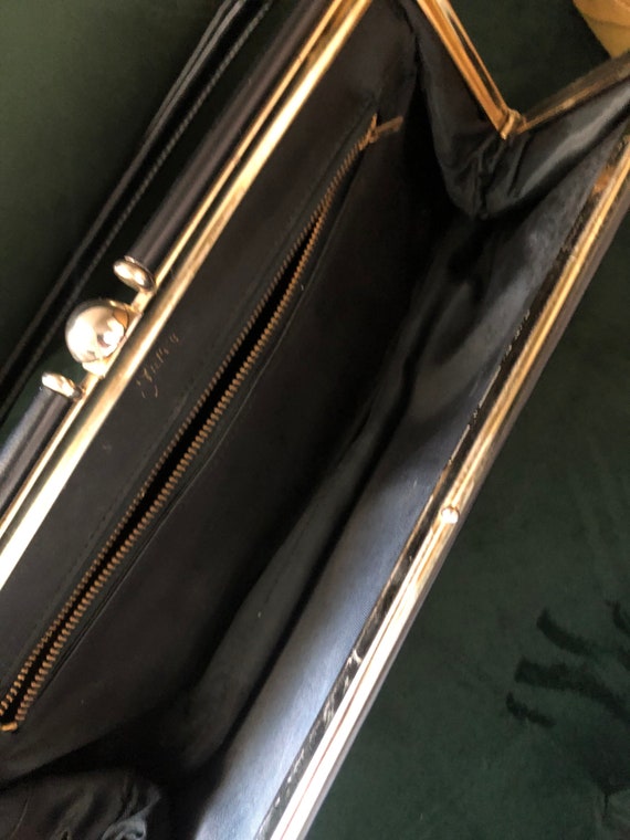 Black Vintage Medical Top Handle Clutch Bag Gem