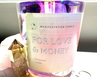 Love Spell Candle Manifestation Candle Self Love Candle Crystal Candle Intention Candle