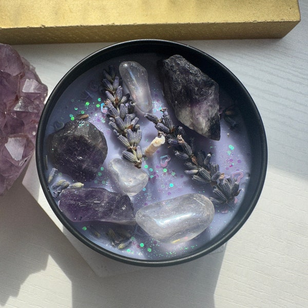 Amethyst Candle Zen Candles Focus Candle Crystal Candle Yogi Candle Manifestation Candle