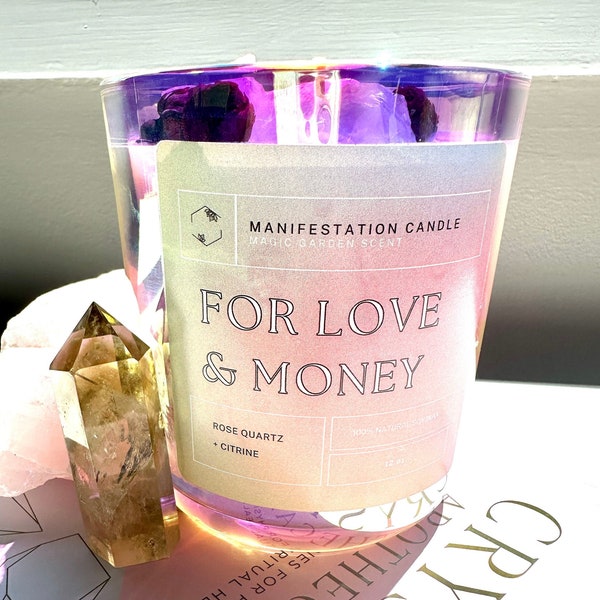 Love Spell Candle Manifestation Candle Self Love Candle Crystal Candle Intention Candle