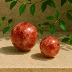 Fire Quartz Sphere: Hematite Inclusions, Courage & Focus