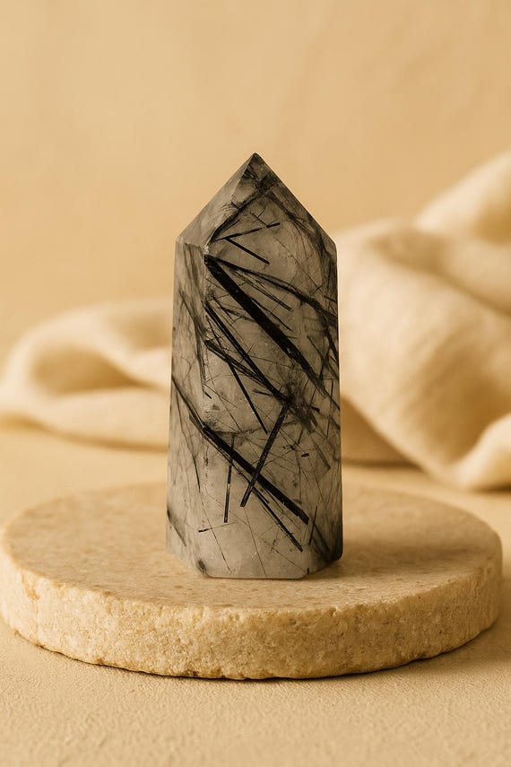 Black Rutile Quartz Rutilated Quartz Crystal Point