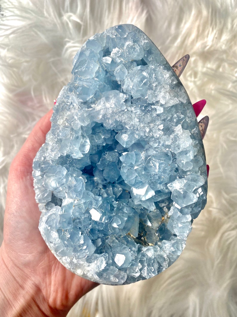 Celestite Cluster - Crystal Clusters - Celestite Raw Crystals - Celestite Egg 