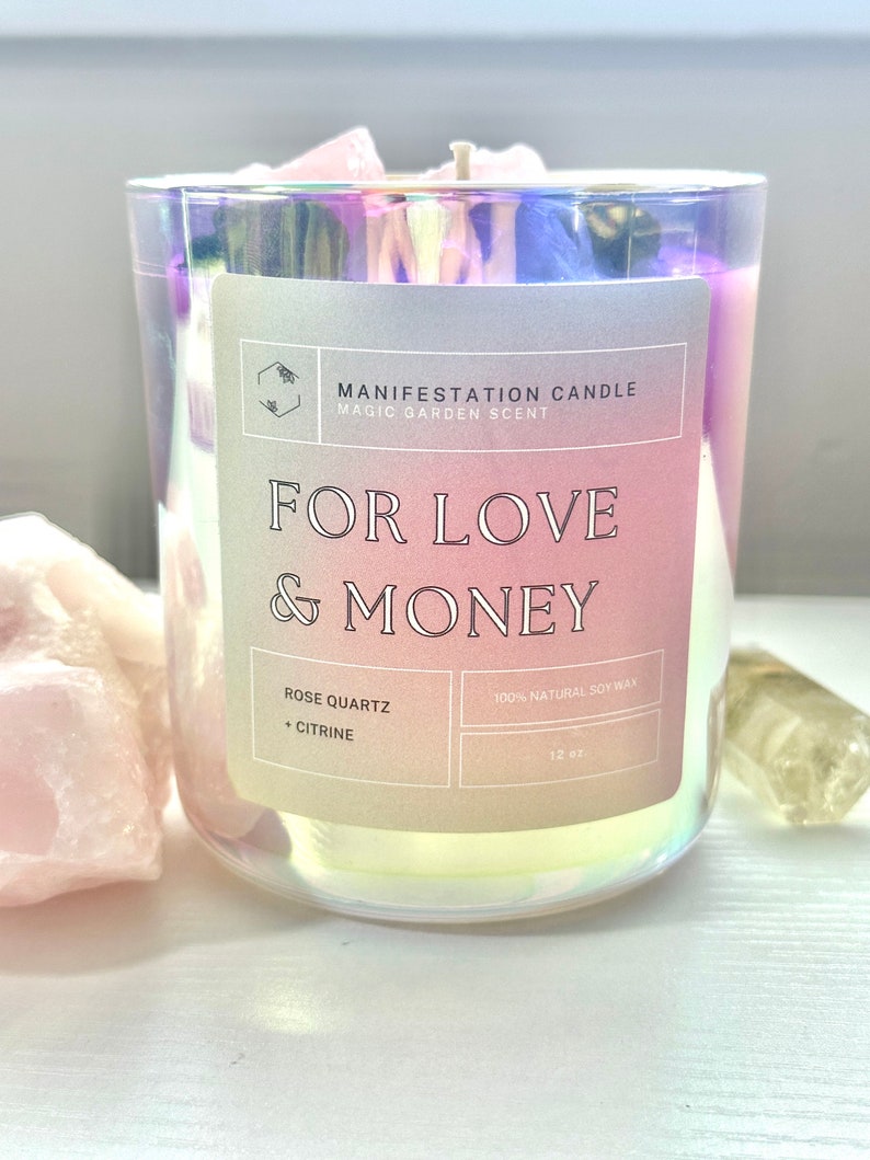 Love Spell Candle Manifestation Candle Self Love Candle Crystal Candle Intention Candle image 3