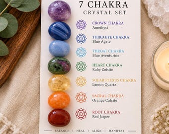 Ensemble de pierres de chakra pour la paume de la main - Pierres précieuses naturelles aux vertus curatives pour l'équilibre et l'énergie