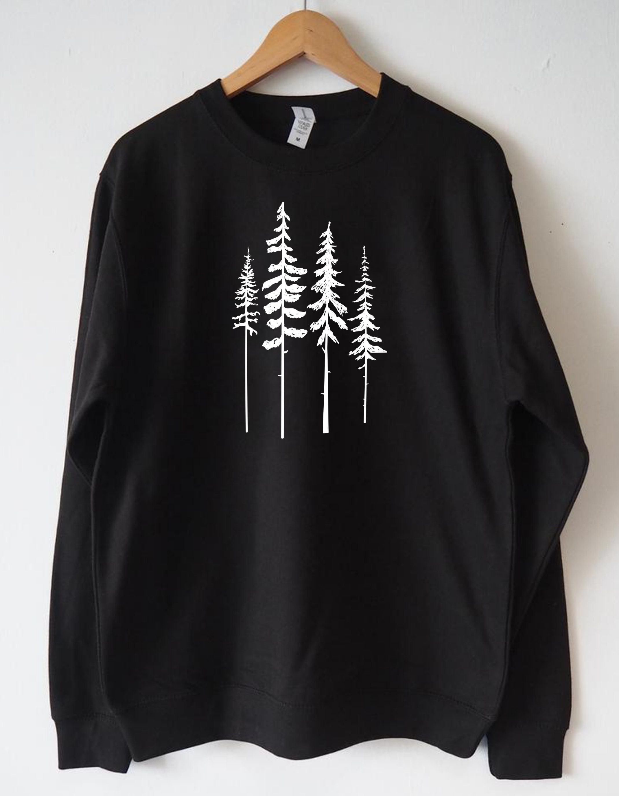 Skinny Pine Tree Sweatshirt Rustic Forest Sweater Adventure | Etsy