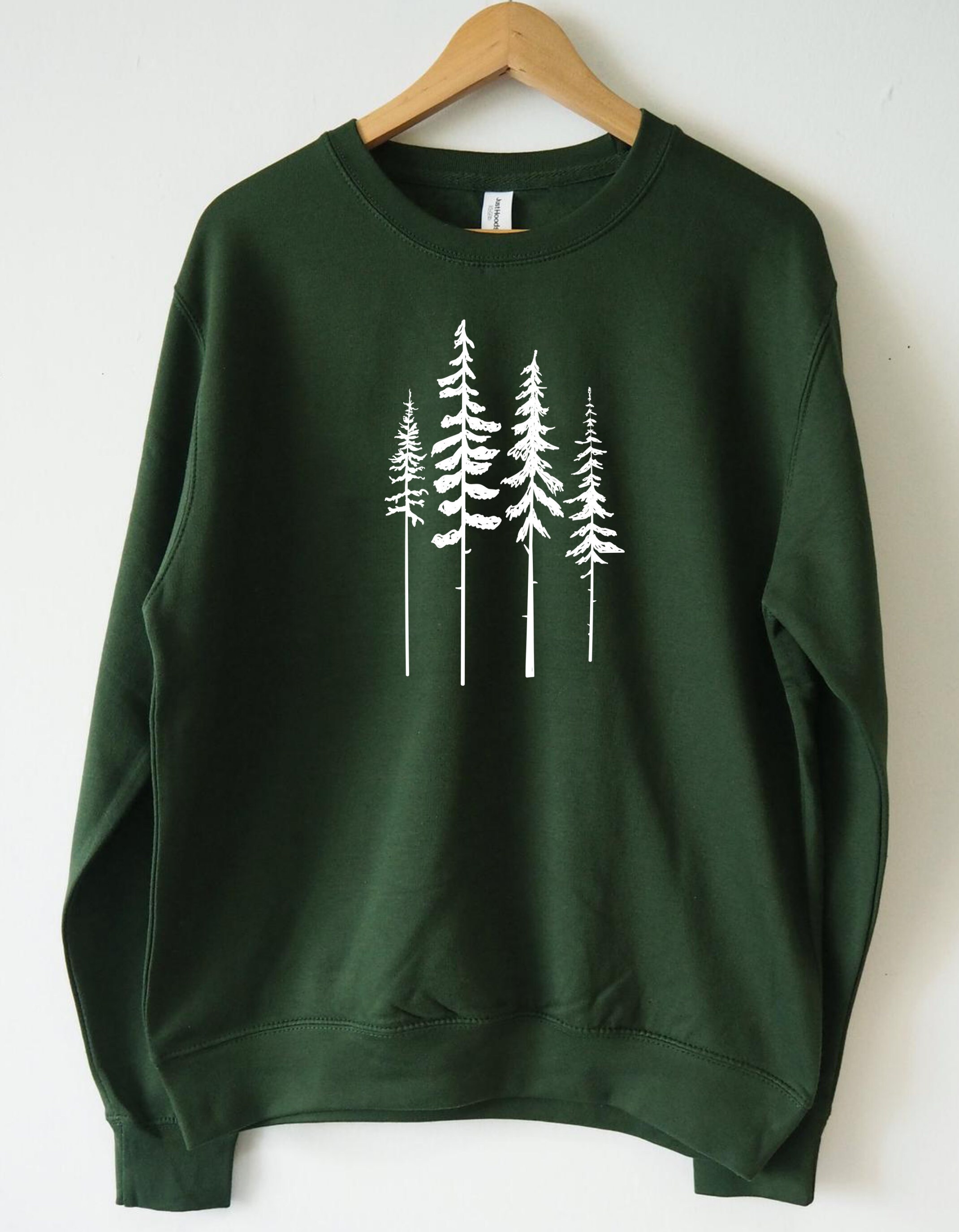 Skinny Pine Tree Sweatshirt Rustic Forest Sweater Adventure Etsy