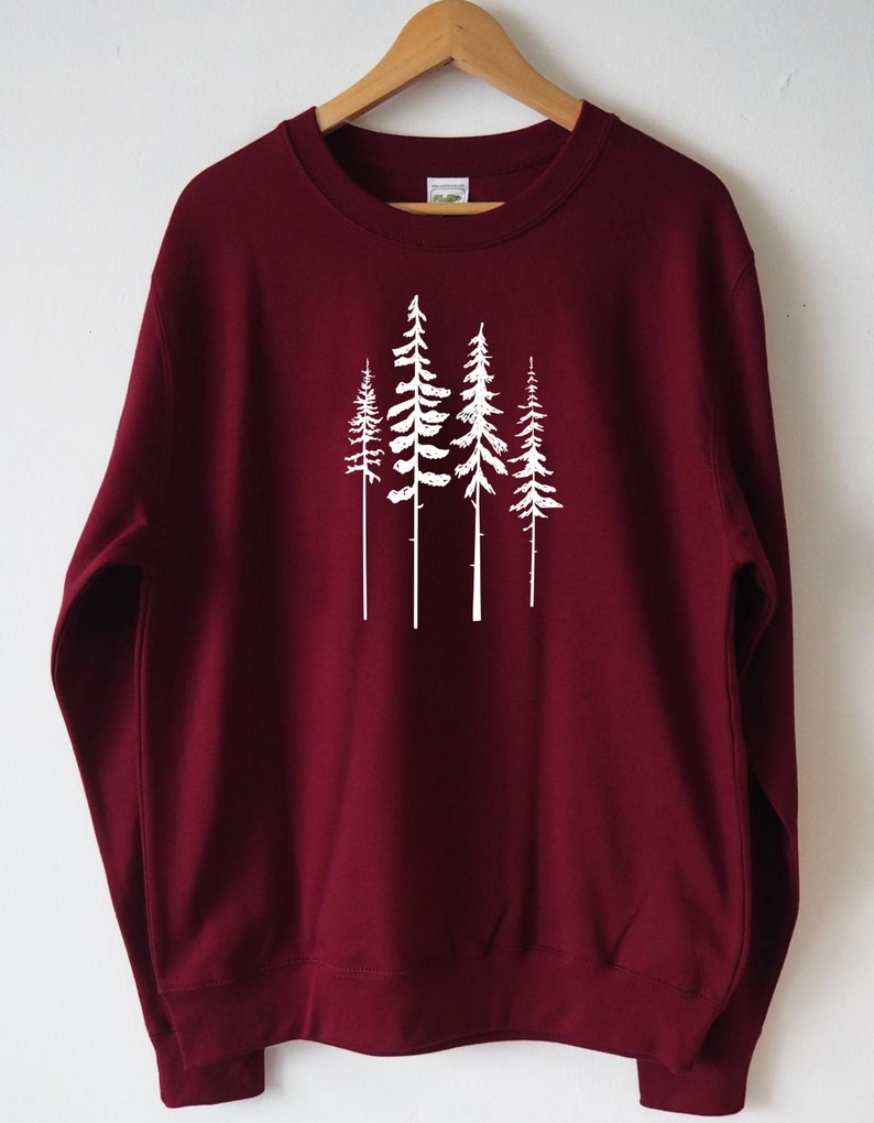 Skinny Pine Tree Sweatshirt Rustic Forest Sweater Adventure Etsy