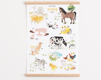 FARM ANIMALS - Kid and Nursery poster  "farm", custom title, animals, nursery and kid art print, ABC poster, Personalized gift