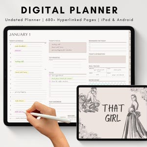 Digital Planner Goodnotes 2025, Undated Daily Weekly Monthly Calendar, ADHD Template, iPad & Android Organizer